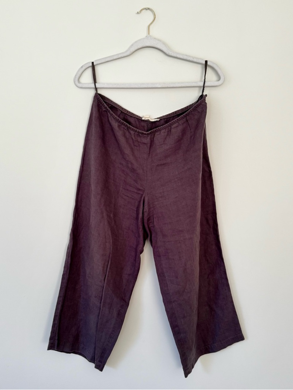 Eileen Fisher Linen Low Waist Wide Leg Crop Pants, Grey – Small Petite